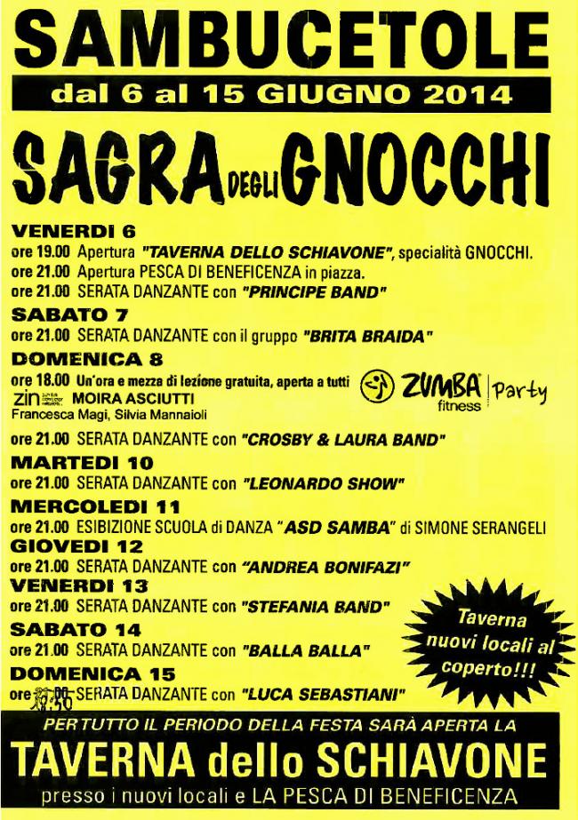 Sagra degli gnocchi - Sambucetole - taverna schiavone - pub sambuco